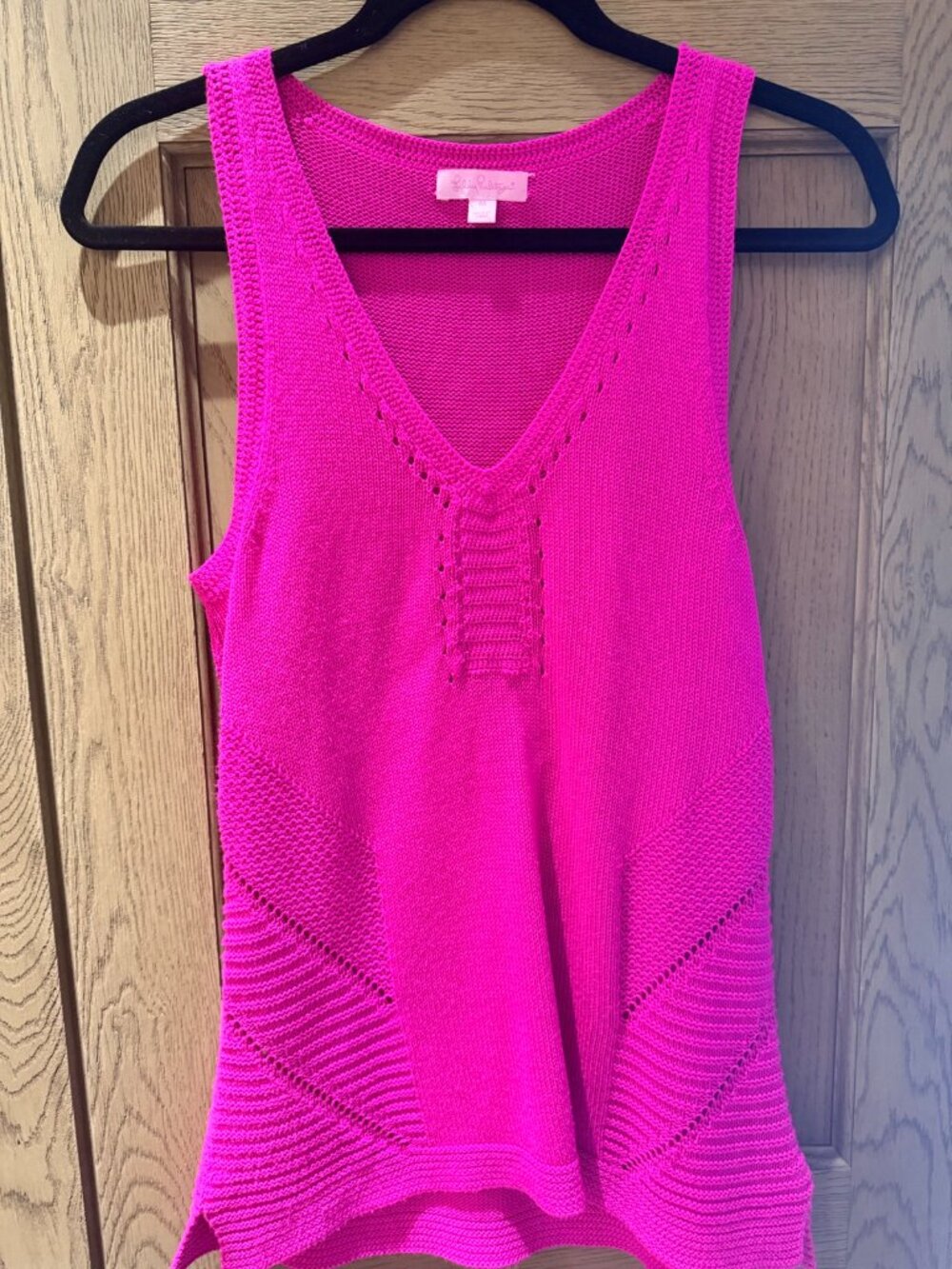 Lilly Pulitzer Magenta Pink Knit Sleeveless Sweater Tunic Tank M